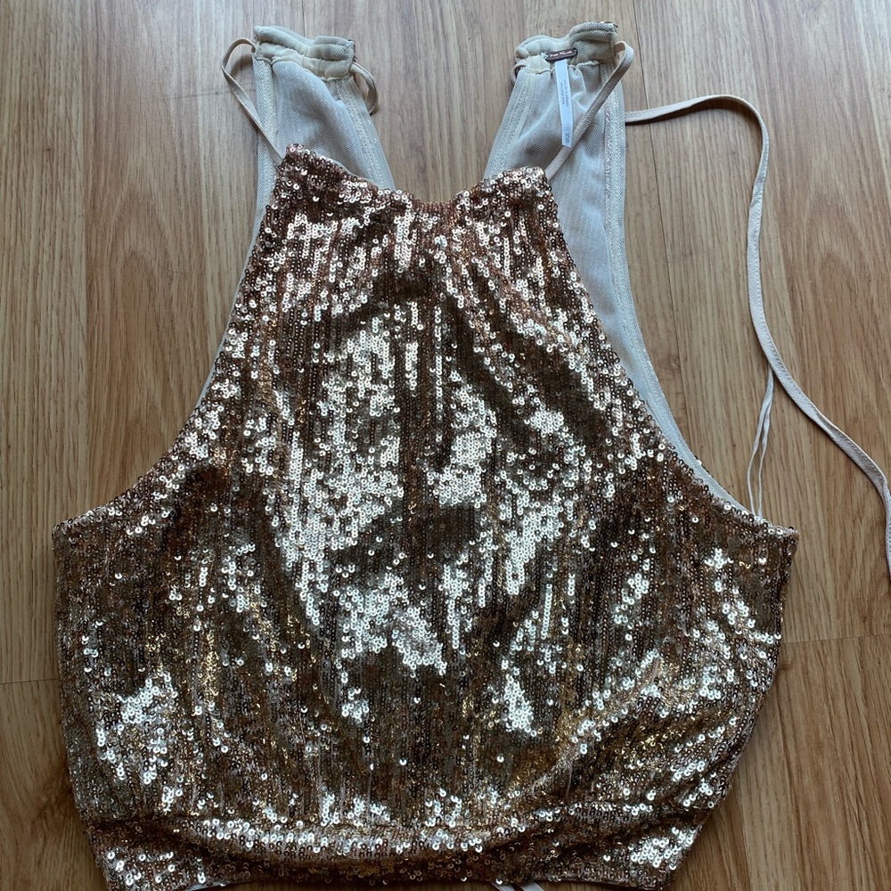 Gold Sequin Halter Top